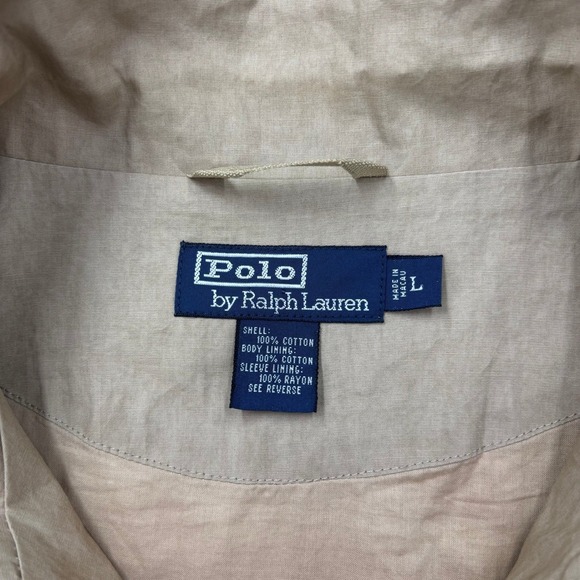 Vintage 90s Polo Ralph Lauren Lightweight Windbreaker Jacket Mens L Tan Church - Picture 2 of 13